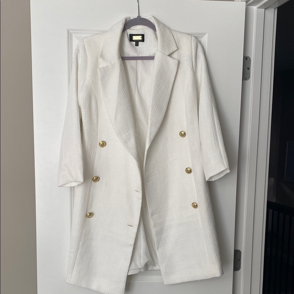 Chic White Coat with Gold Buttons